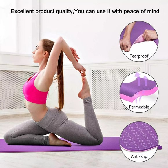 Exercise Mat Workout Mat Yoga Mat Thick Workout Mat - Purple - Picture 2 of 9